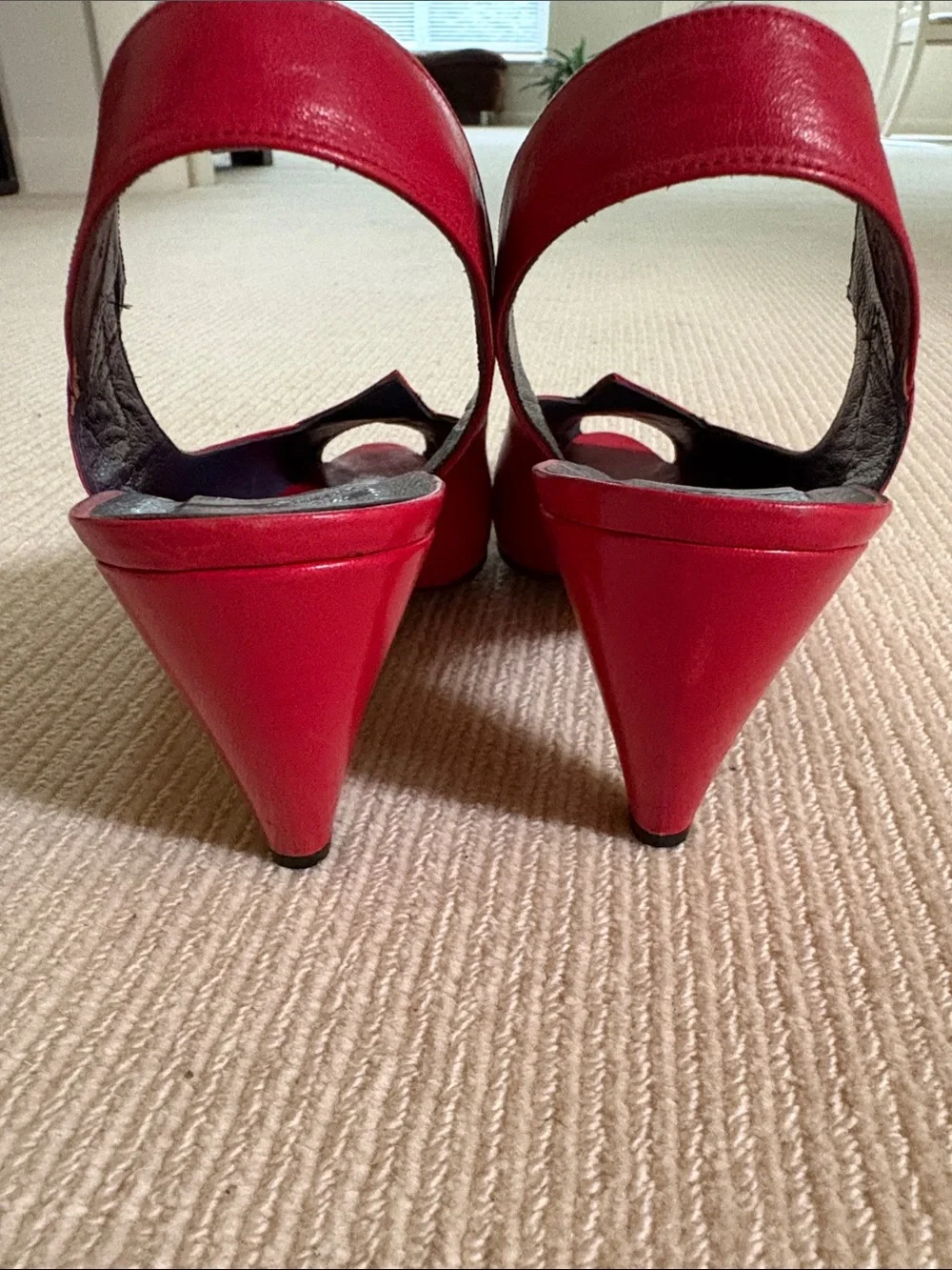 Farrutx Women’s Red Slingback Peep-Toe Heels
